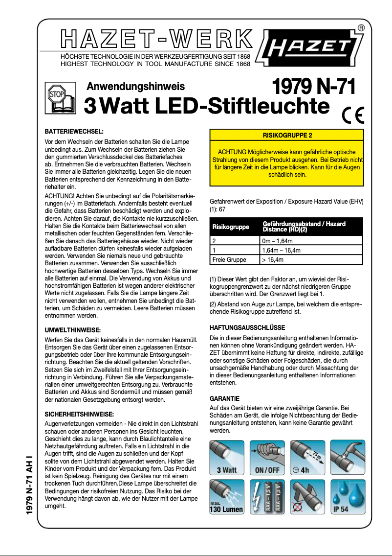 Page 1 de la notice Manuel utilisateur Hazet 1979N-71