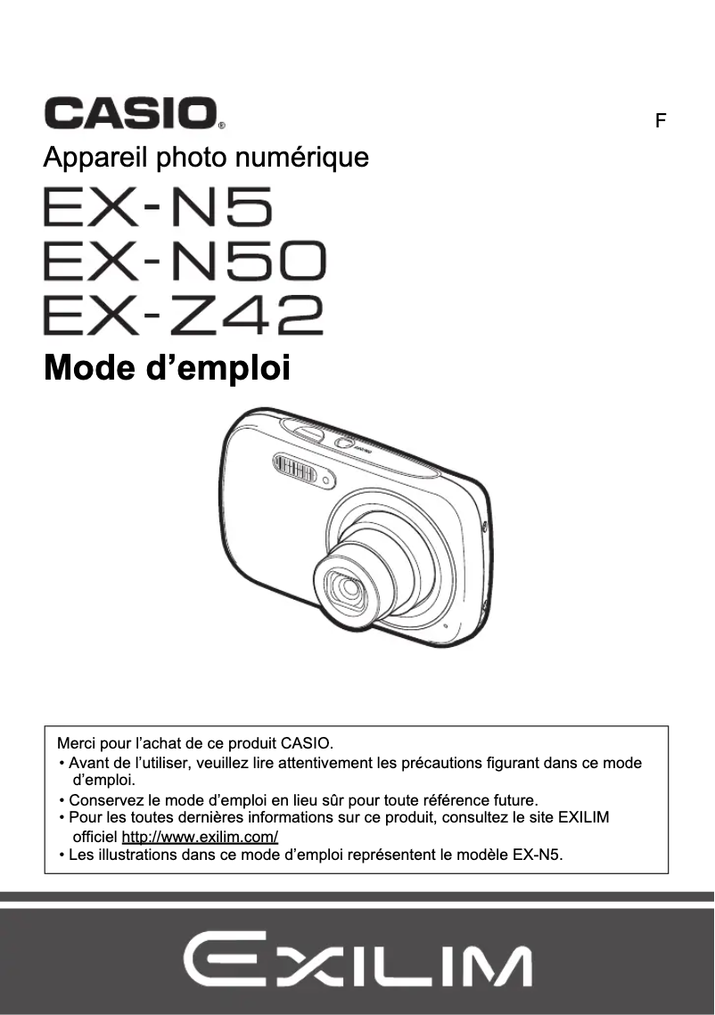 Image de la première page du manuel de l'appareil Exilim EX-N5