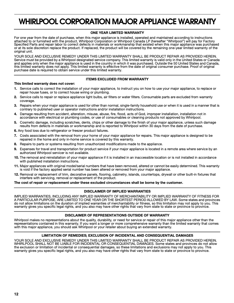 Page 1 de la notice Mode d'emploi Whirlpool TU950QPX