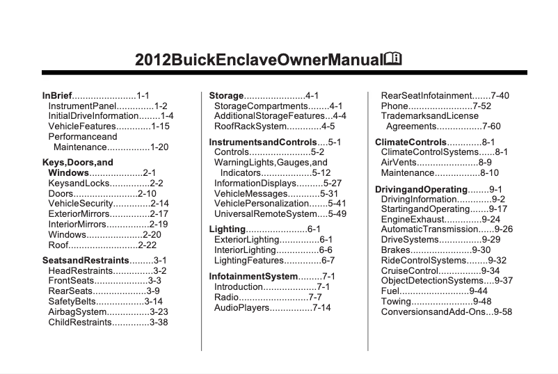 Imagen de la primera página del manual del dispositivo Enclave (2012)