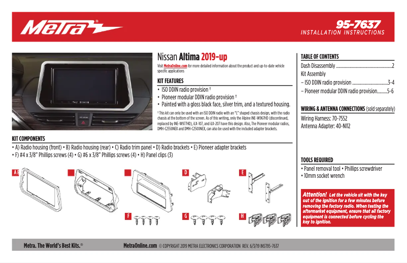 Page n°1 - Manuel utilisateur Metra 95-7637