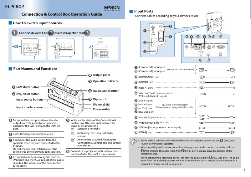 Página 1 del manual Manual de usuario Epson ELPCB02