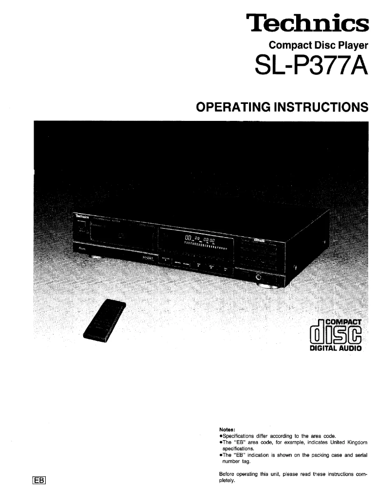 Page 1 of the manual User Manual Technics SL-P377A