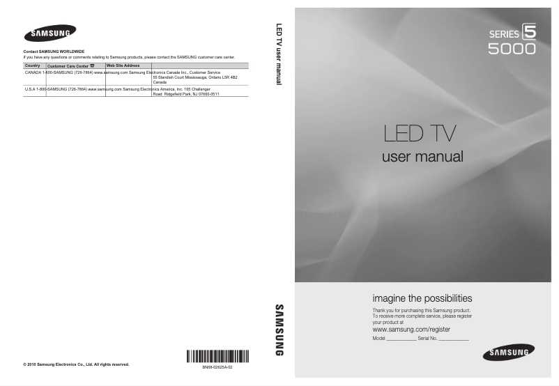 Page 1 de la notice Manuel utilisateur Samsung UN37C5000