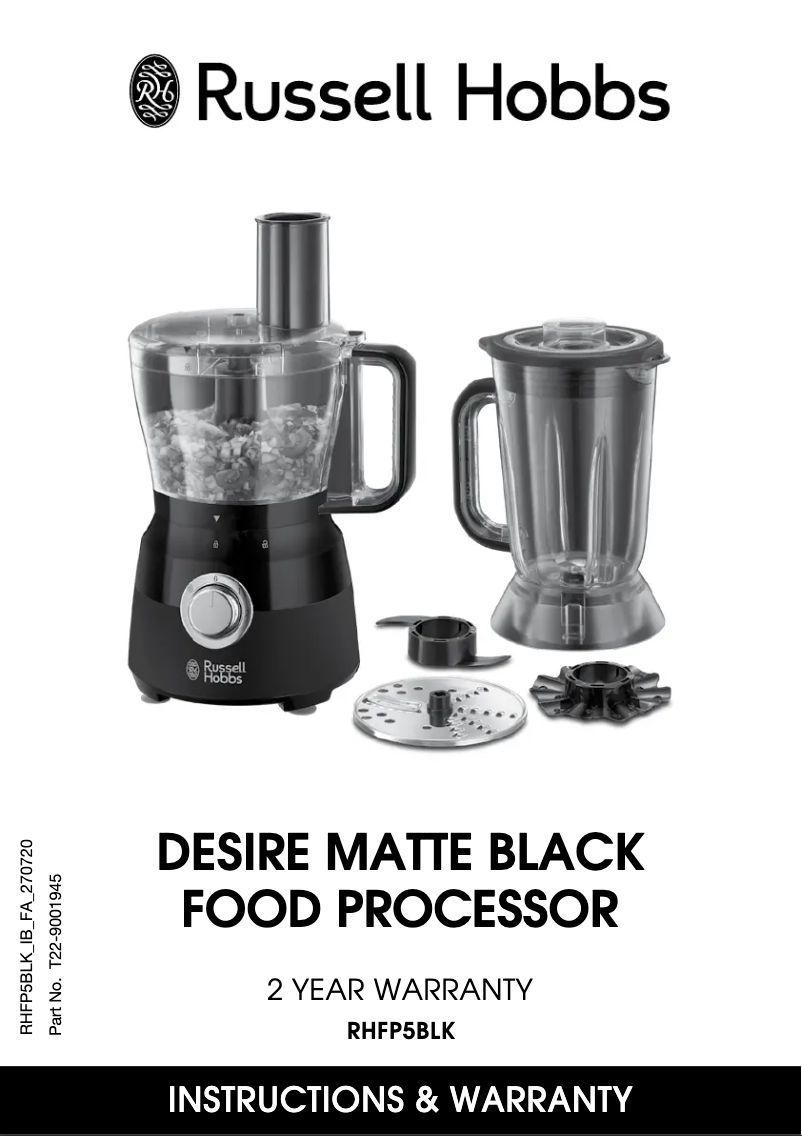Page n°1 - Manuel utilisateur Russell Hobbs Desire RHFP5BLK