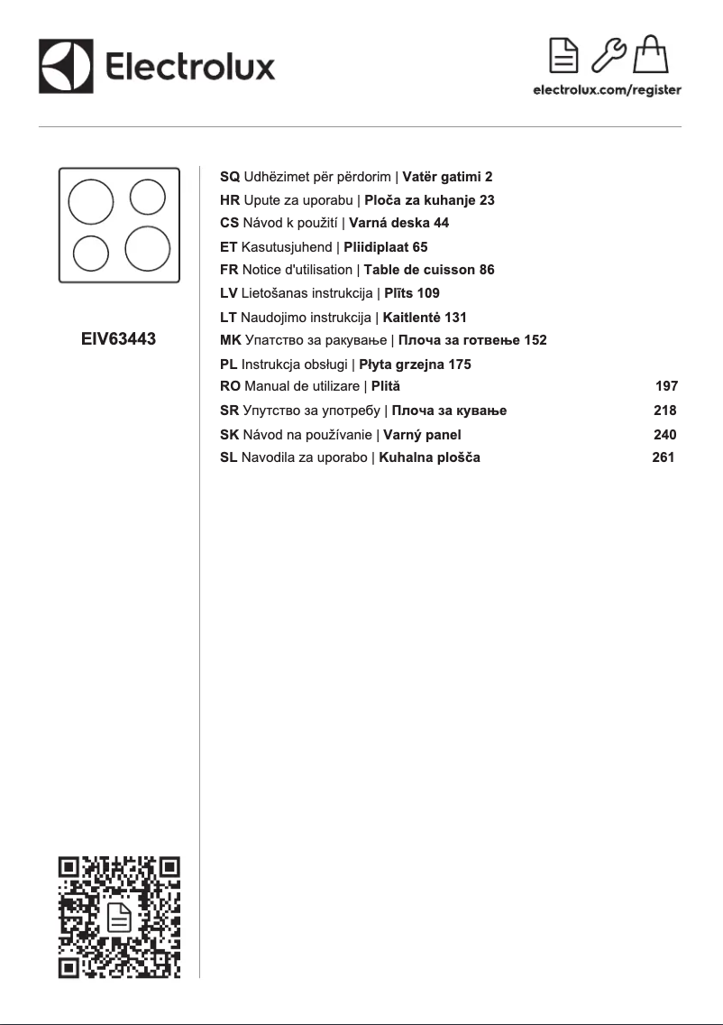 Page 1 de la notice Manuel utilisateur Electrolux EIV63443