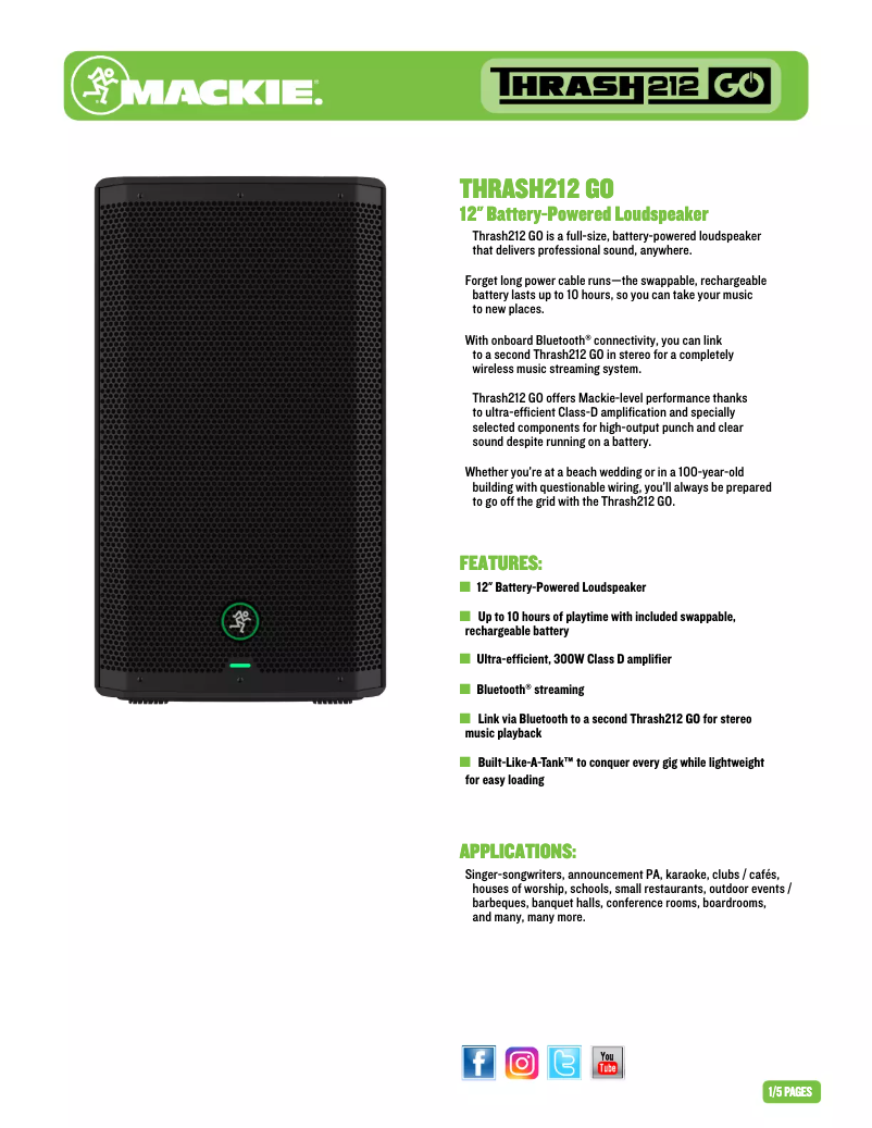 Page n°1 - Fiche technique Mackie Thrash212 GO