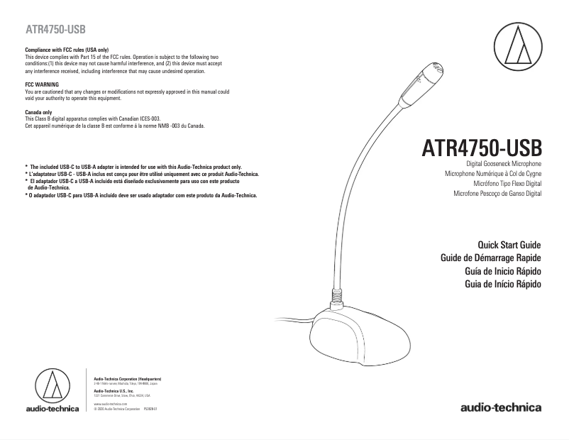 Page n°1 - Manuel utilisateur Audio-Technica ATR4750-USB