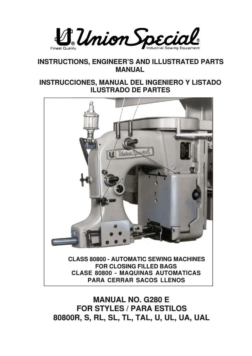 Page 1 de la notice Manuel utilisateur Union Special 80800U