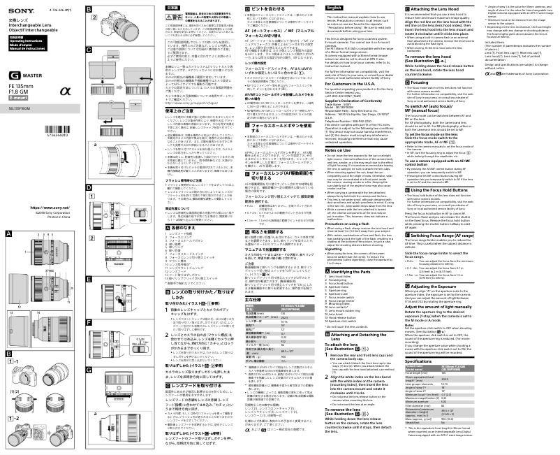 Image de la première page du manuel de l'appareil SEL135F18GM