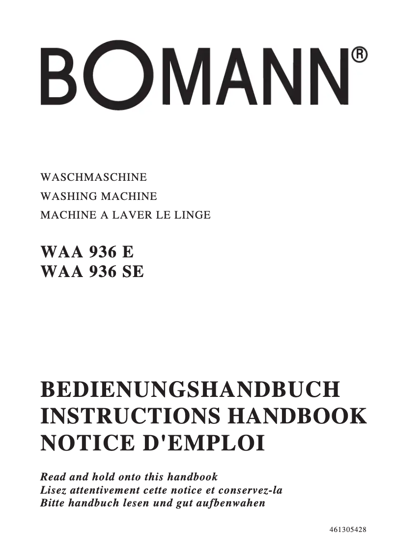 Image de la première page du manuel de l'appareil WAA 936 E