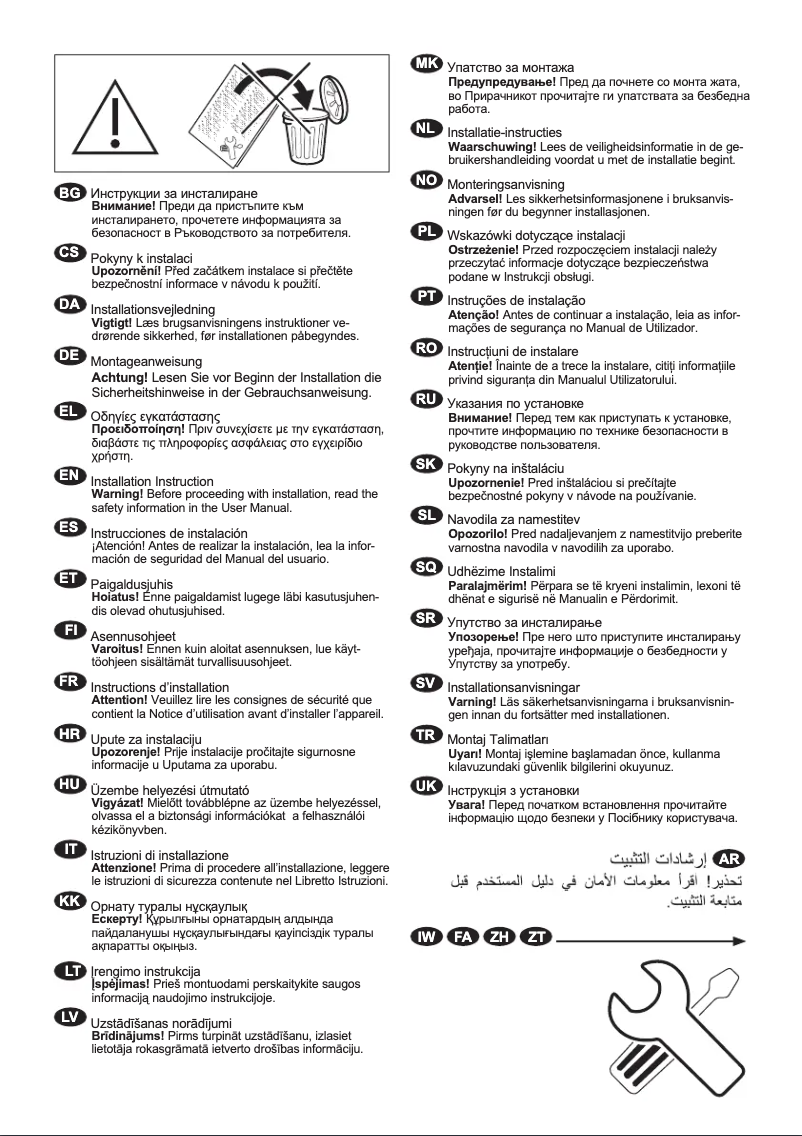 Page 1 de la notice Guide d'installation Electrolux EW6F3910RA