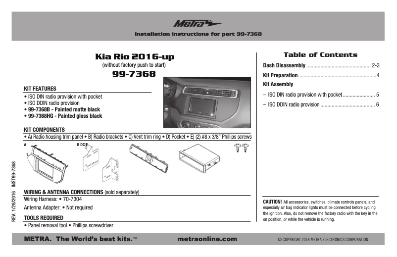 Page n°1 - Manuel utilisateur Metra 99-7368HG