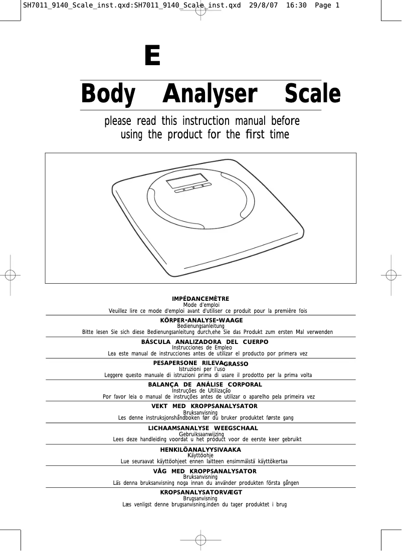 Image de la première page du manuel de l'appareil Body Analyser 9140