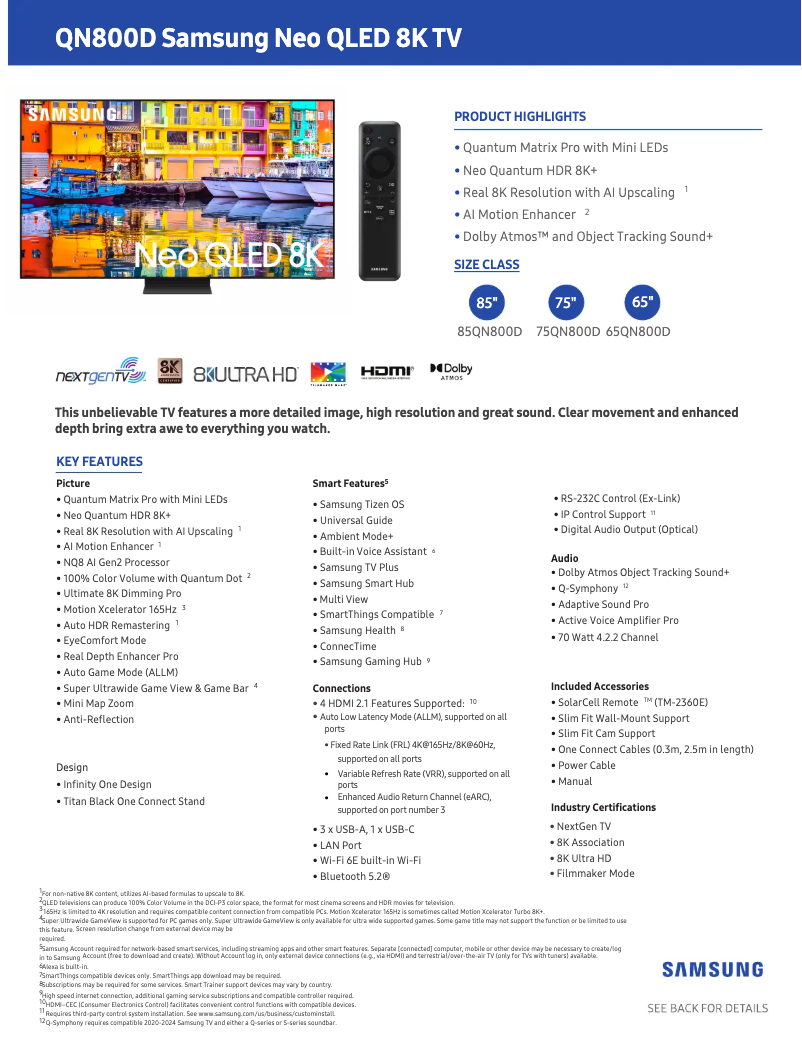 Image de la première page du manuel de l'appareil QN65QN800DF