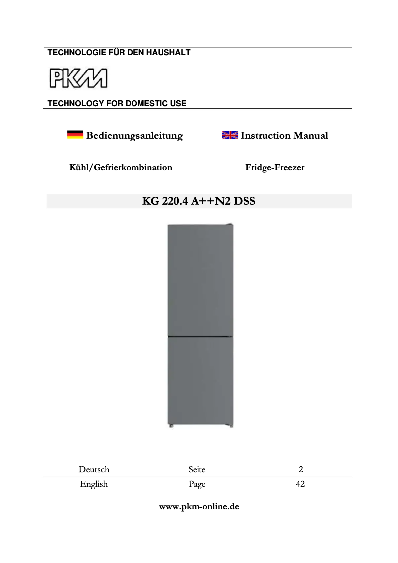 Page 1 de la notice Manuel utilisateur PKM KG220.4A++N2 DSS