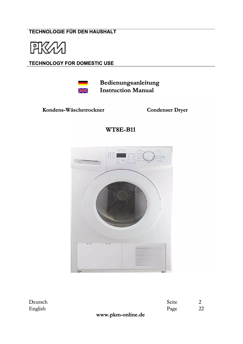 Image de la première page du manuel de l'appareil WT8E-B11