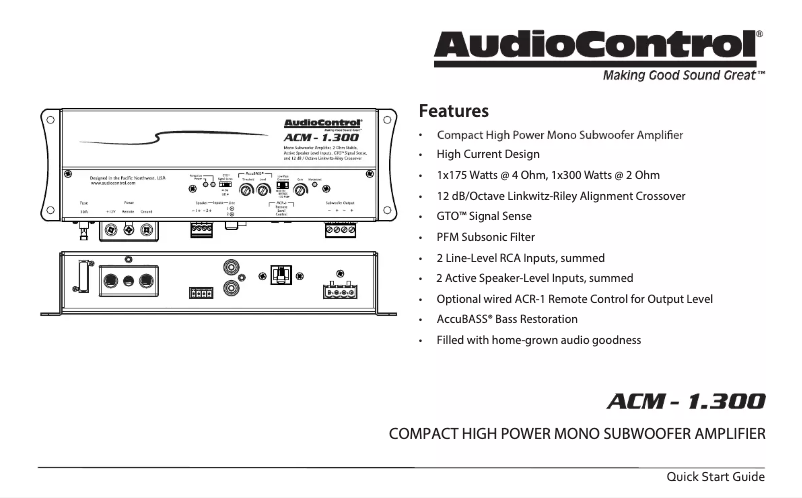 Page n°1 - Fiche technique AudioControl ACM-1.300