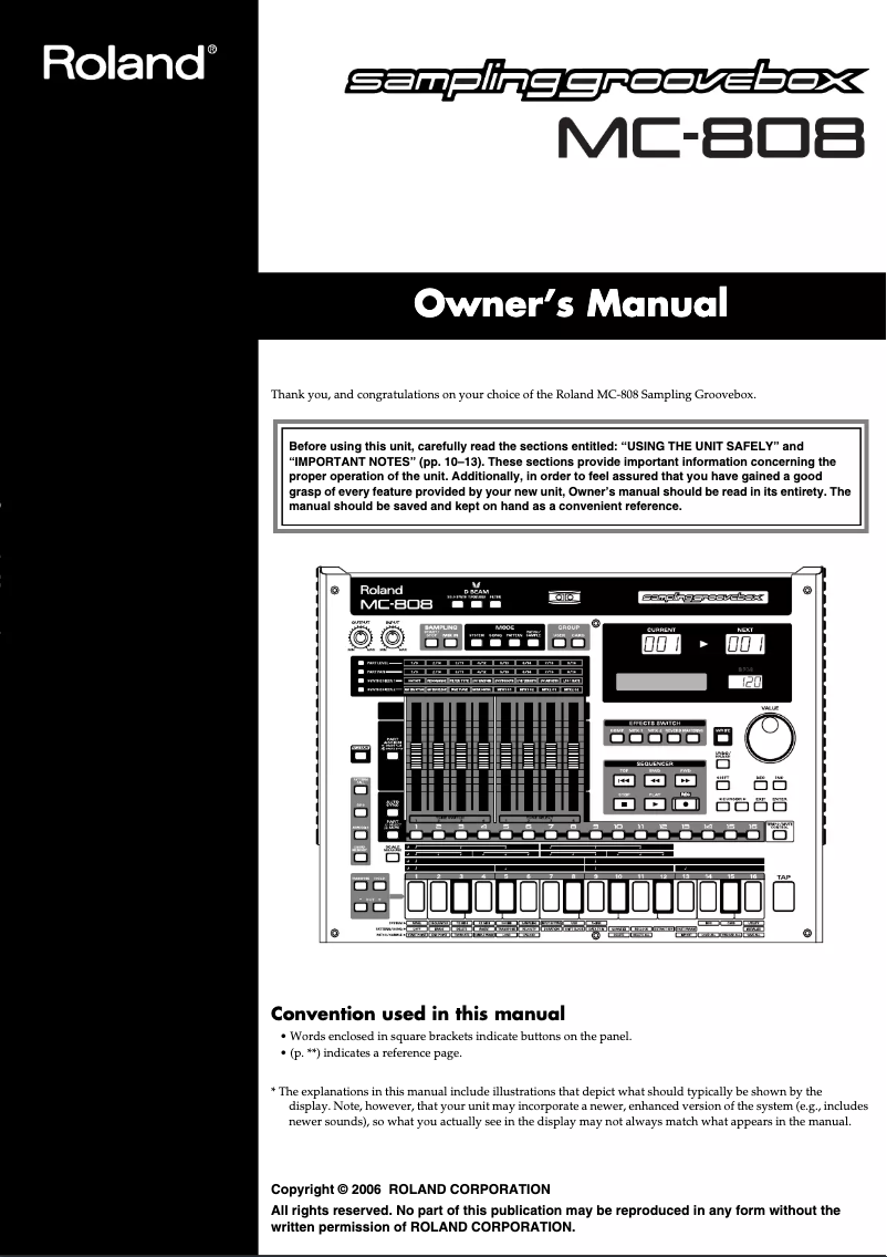 Image de la première page du manuel de l'appareil MC-808