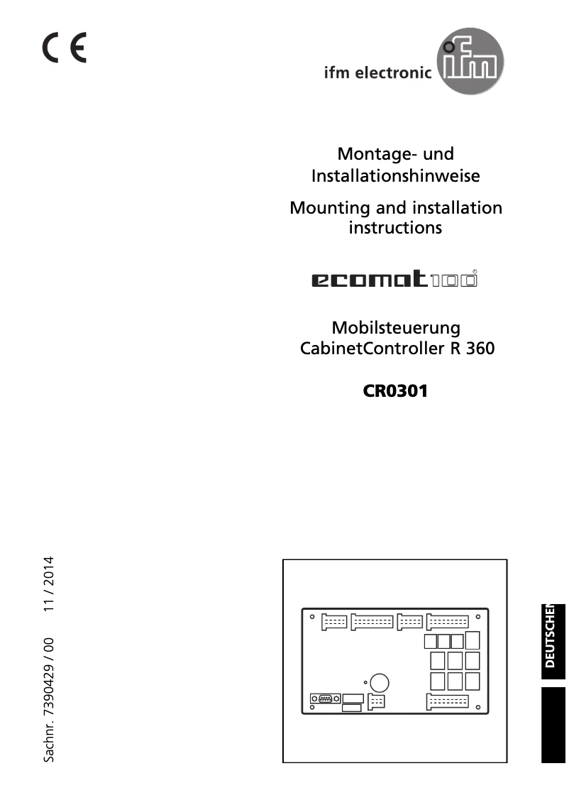 Page 1 de la notice Manuel utilisateur IFM CR0301