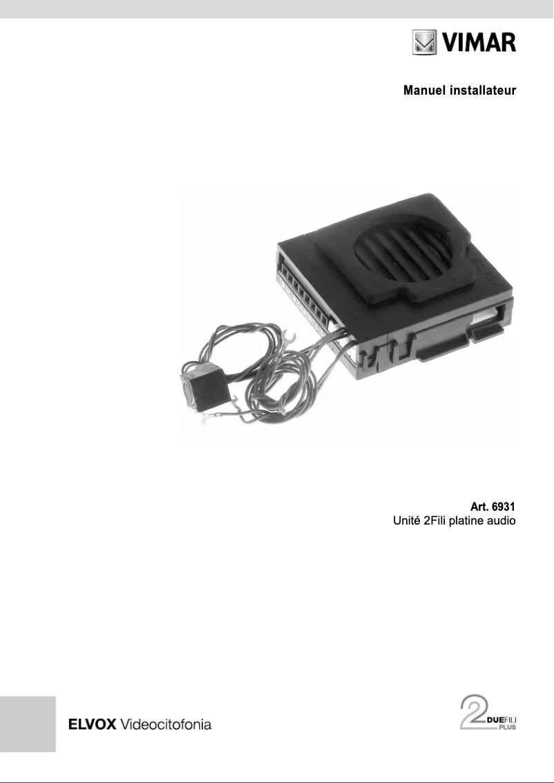 Page 1 de la notice Manuel utilisateur Vimar ELVOX 6931
