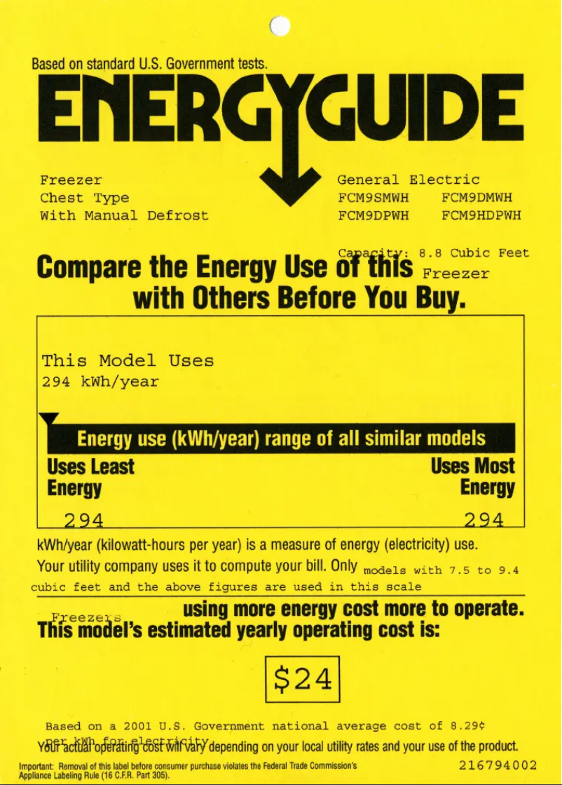 Page n°1 - Label énergétique GE FCM9HDPWH