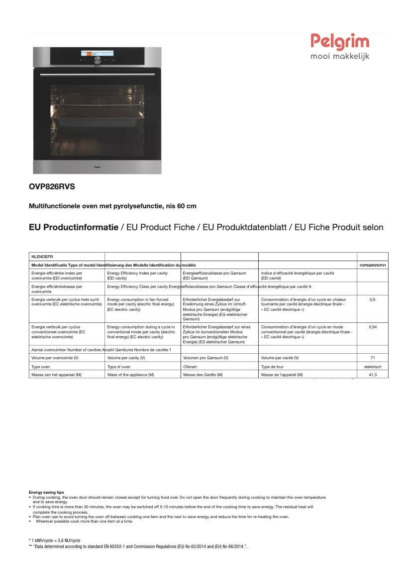 Image de la première page du manuel de l'appareil OVP826RVS