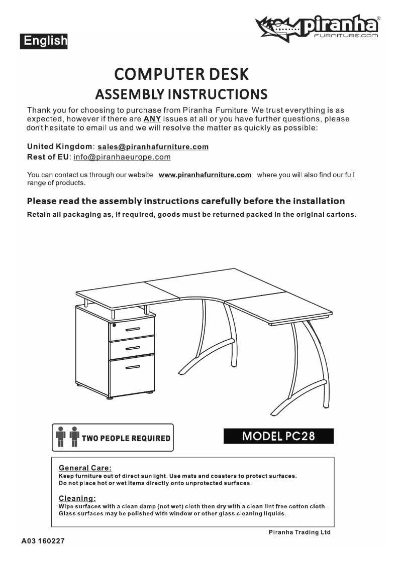Page n°1 - Manuel utilisateur Piranha PC28