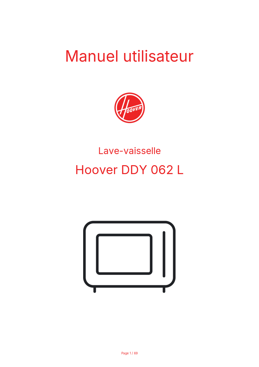 Page n°1 - Manuel utilisateur Hoover DDY 062 L