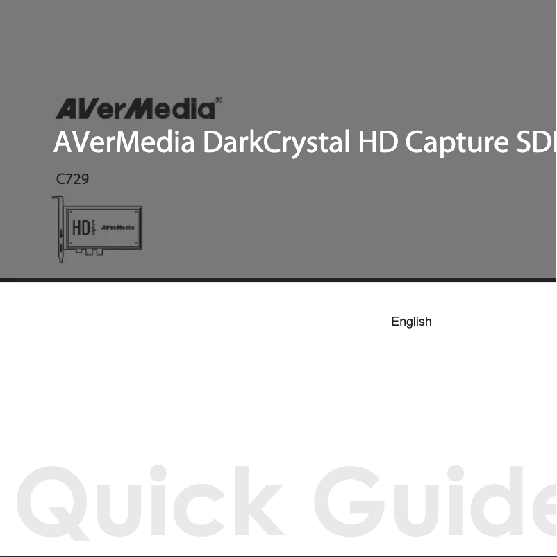 Page n°1 - Manuel utilisateur AVerMedia DarkCrystal HD Capture SDK II