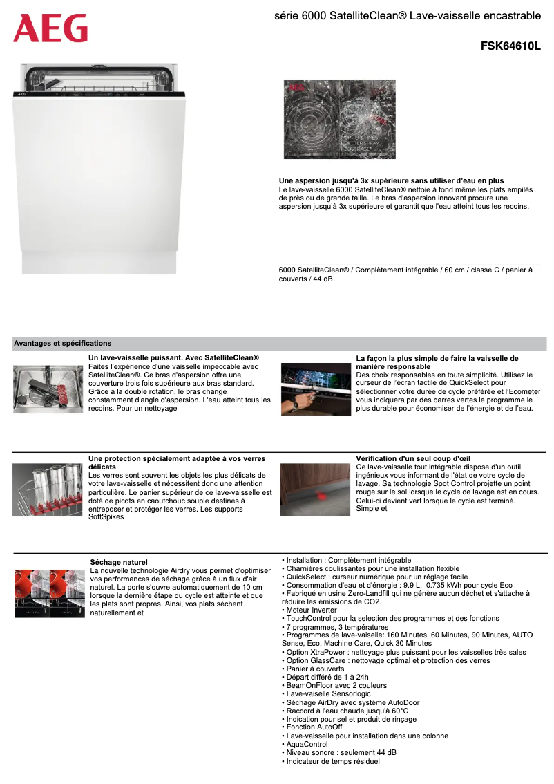 Página 1 del manual Ficha técnica AEG FSK64610L