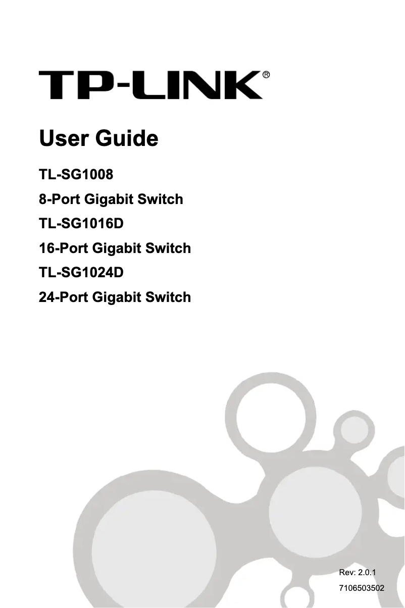 Page 1 de la notice Manuel utilisateur TP-Link JetStream TL-SG1008
