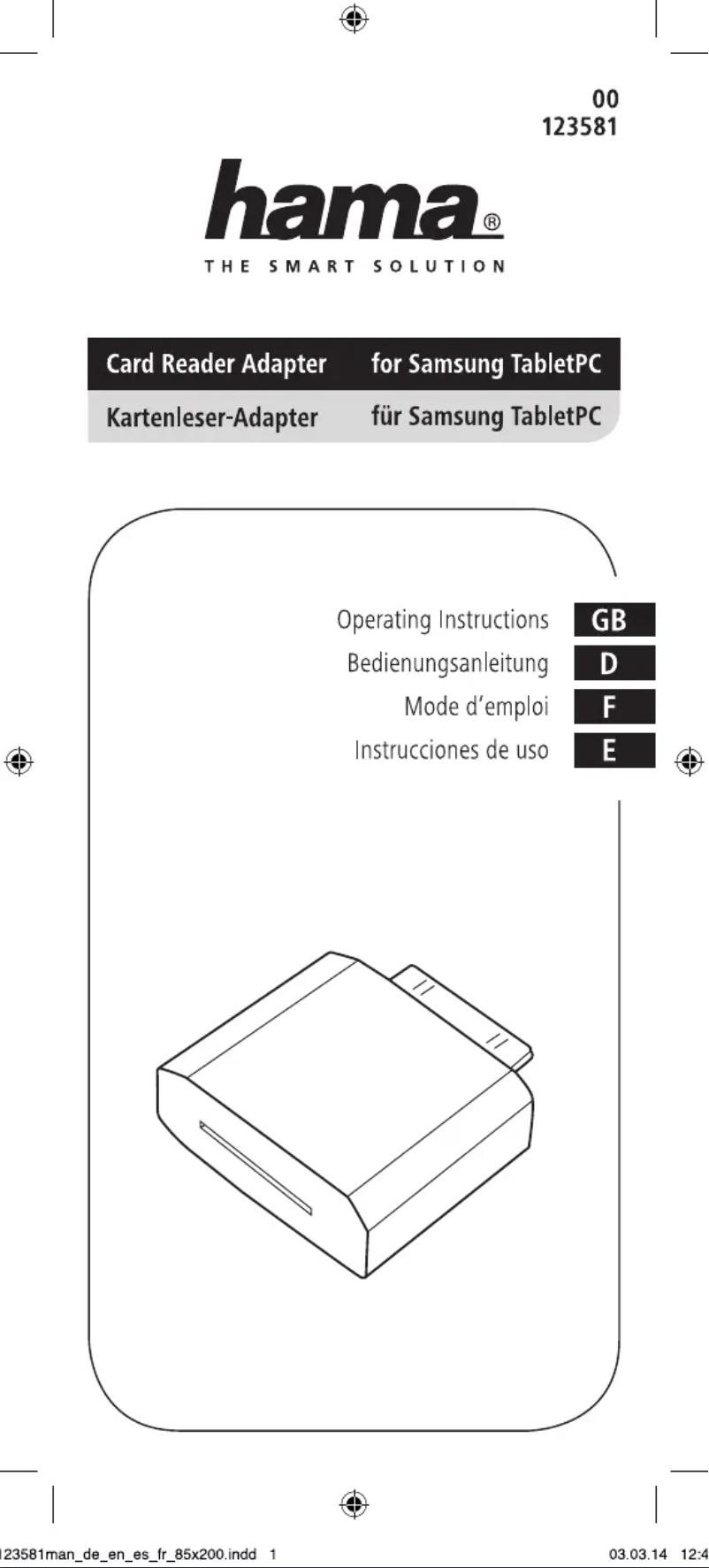 Image de la première page du manuel de l'appareil 123581
