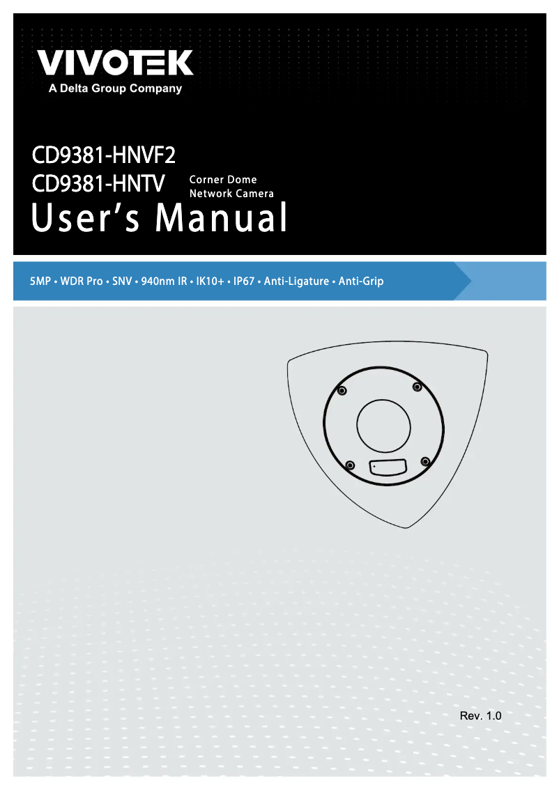Page 1 de la notice Manuel utilisateur Vivotek CD9381-HNVF2