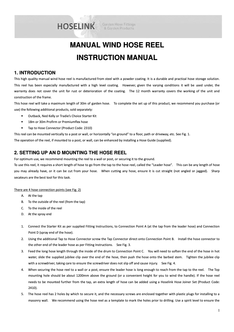 Page 1 de la notice Manuel utilisateur Hoselink 3005