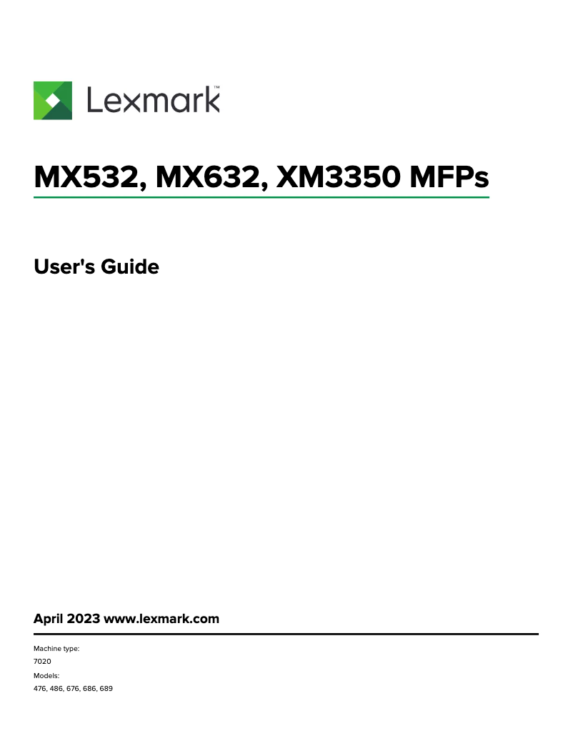 Page 1 de la notice Manuel utilisateur Lexmark MX532adwe