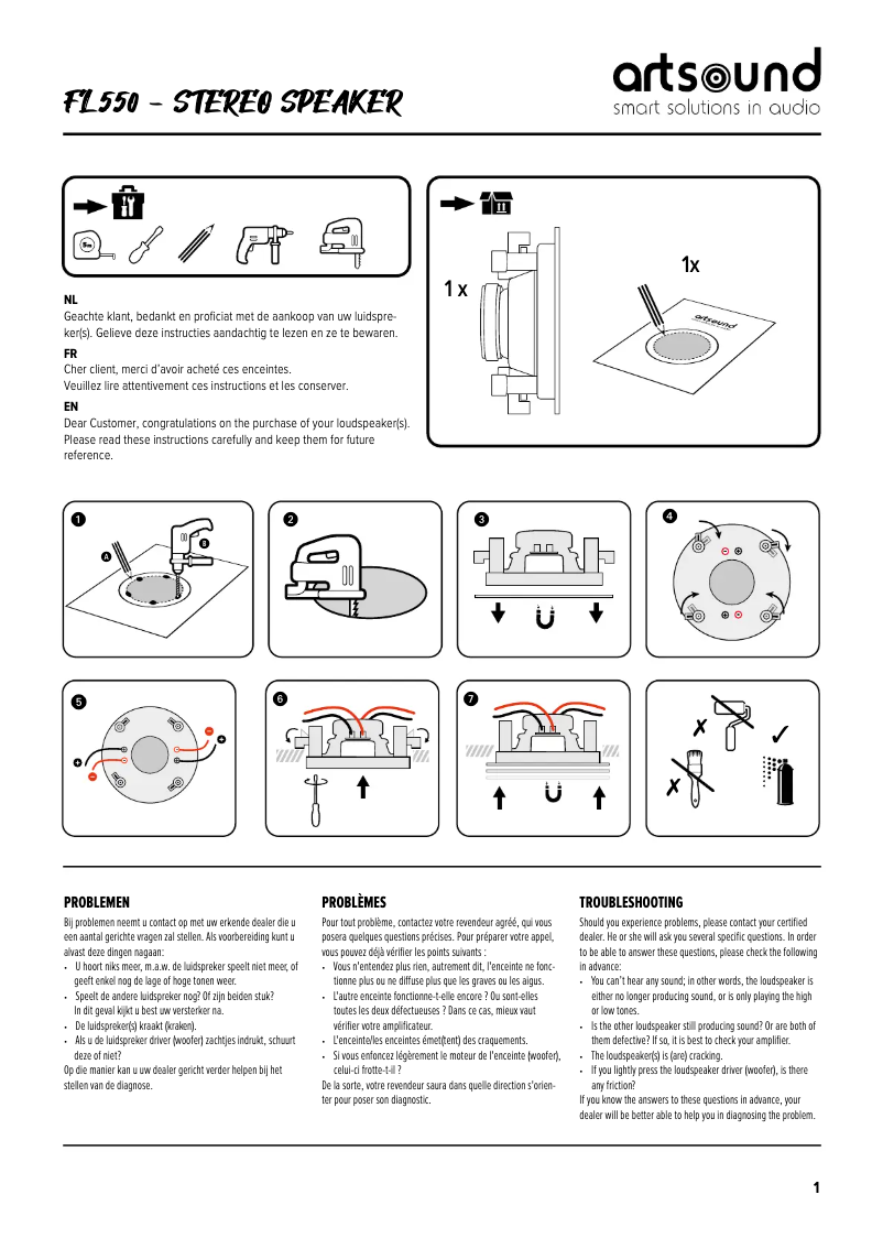 Page 1 de la notice Manuel utilisateur Artsound FL550