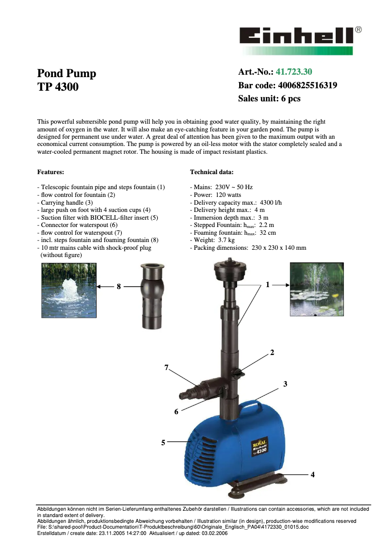 Image de la première page du manuel de l'appareil Royal TP 4300