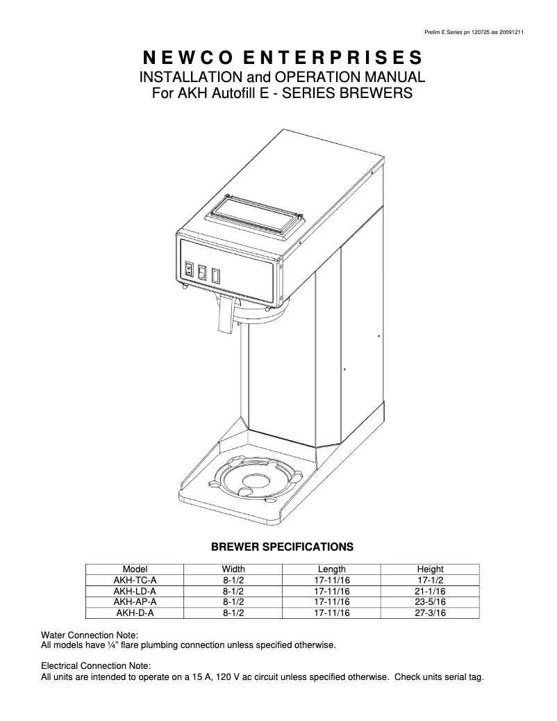 Page 1 de la notice Manuel utilisateur Newco AKH-TCA