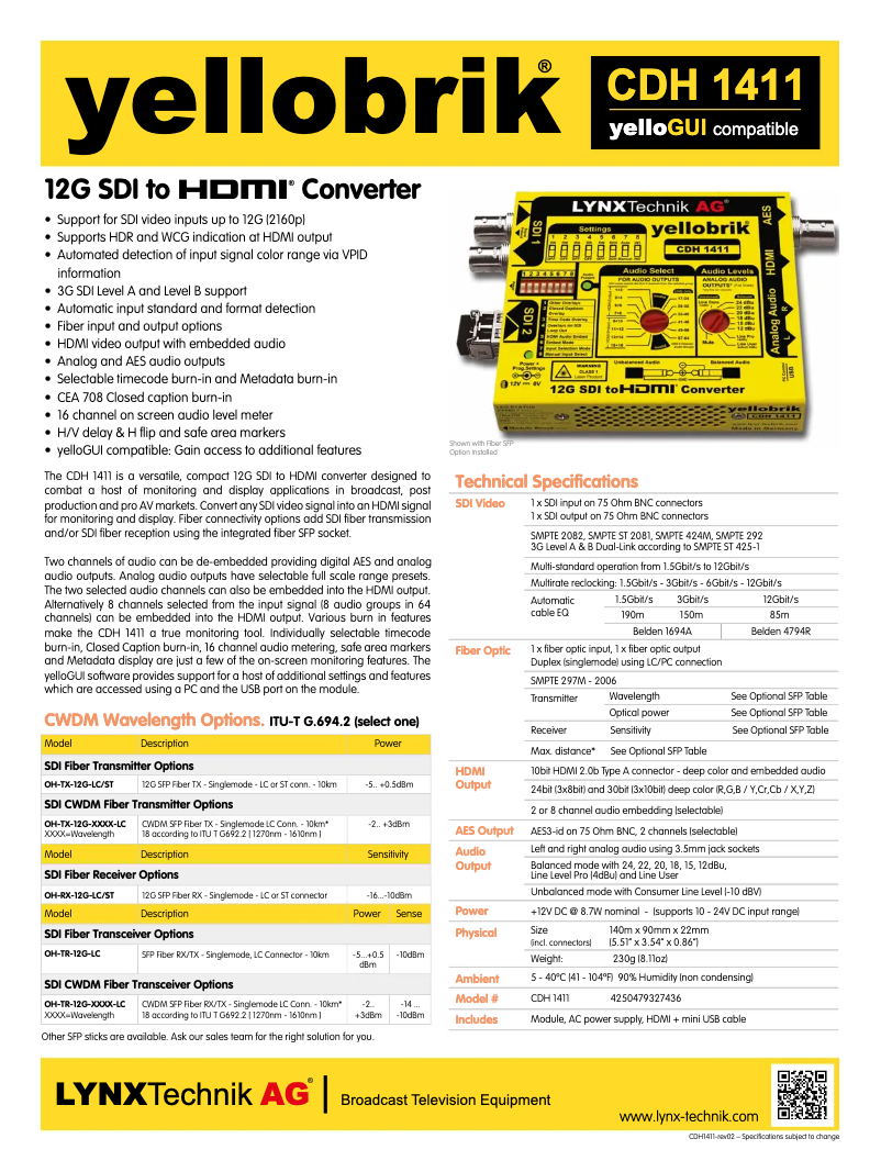 Page n°1 - Manuel utilisateur Lynx Technik Yellowbrik CDH 1411