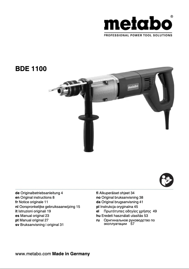 Página 1 del manual Manual de usuario Metabo BDE 1100