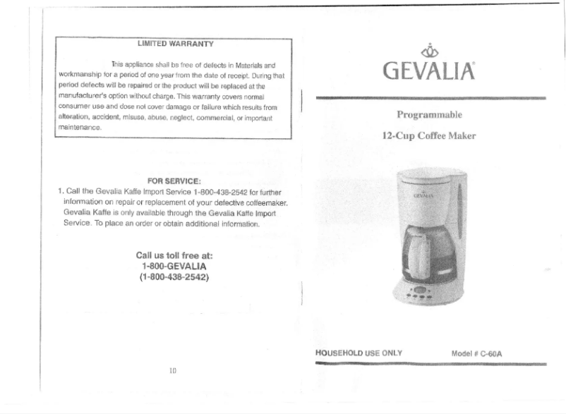 Image de la première page du manuel de l'appareil C-60A