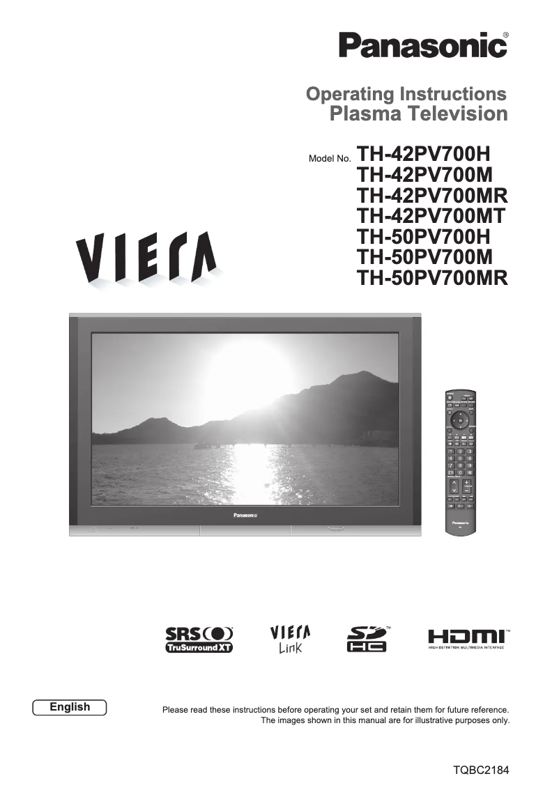 Imagen de la primera página del manual del dispositivo Viera TH-50PV700M