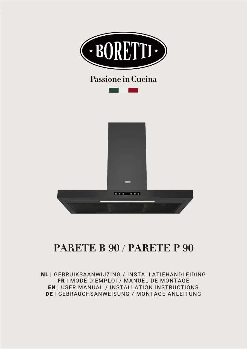 Page n°1 - Manuel utilisateur Boretti PARETE B 90