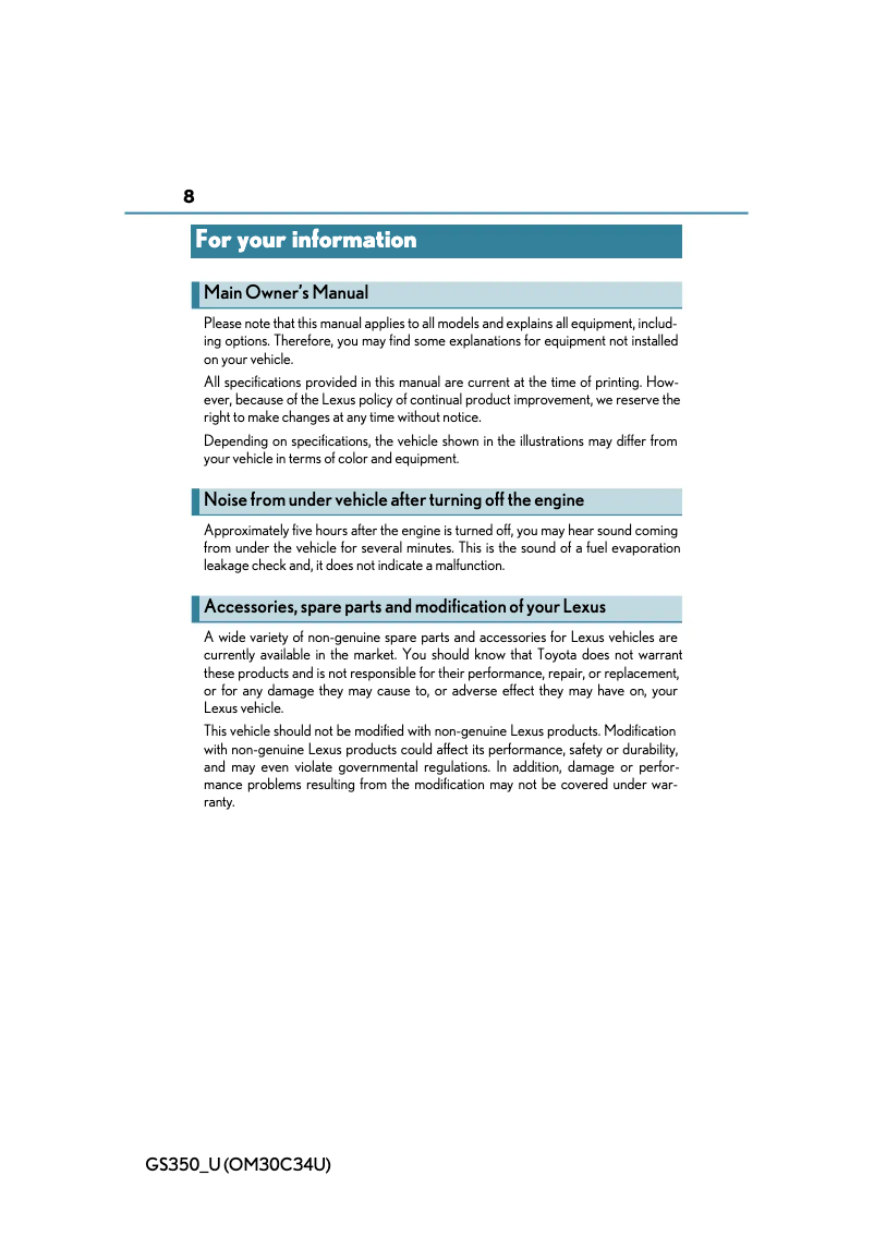 Página 1 del manual Manual de usuario Lexus GS 350 (2013)