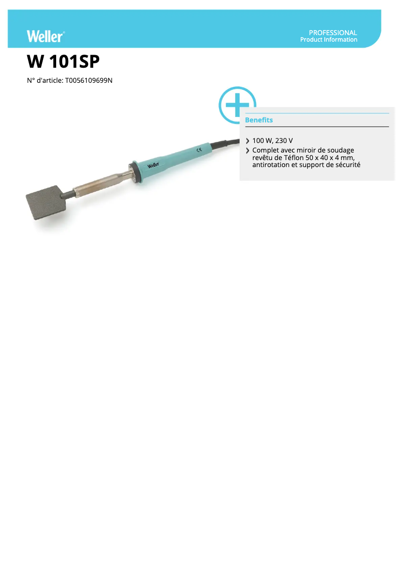Page n°1 - Fiche technique Weller W 101