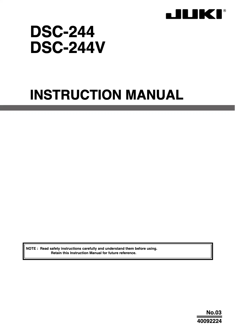 Page 1 de la notice Manuel utilisateur Juki DSC-244