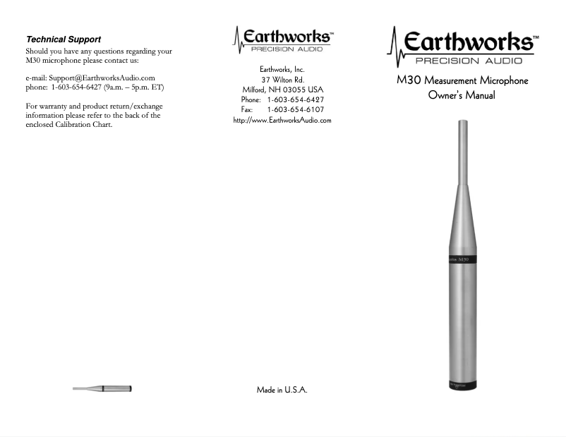 Page n°1 - Manuel utilisateur Earthworks M30