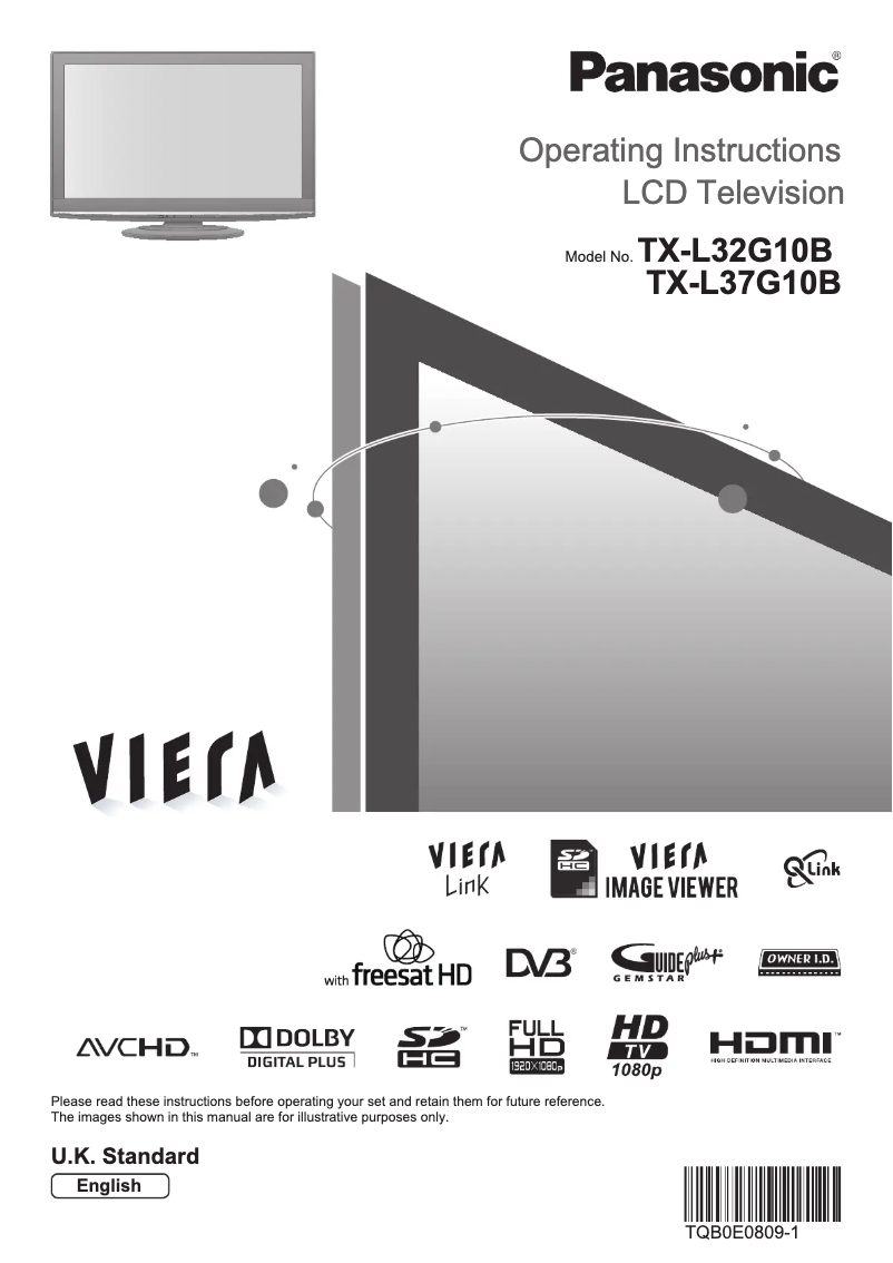 Page 1 de la notice Manuel utilisateur Panasonic Viera TX-L37G10B