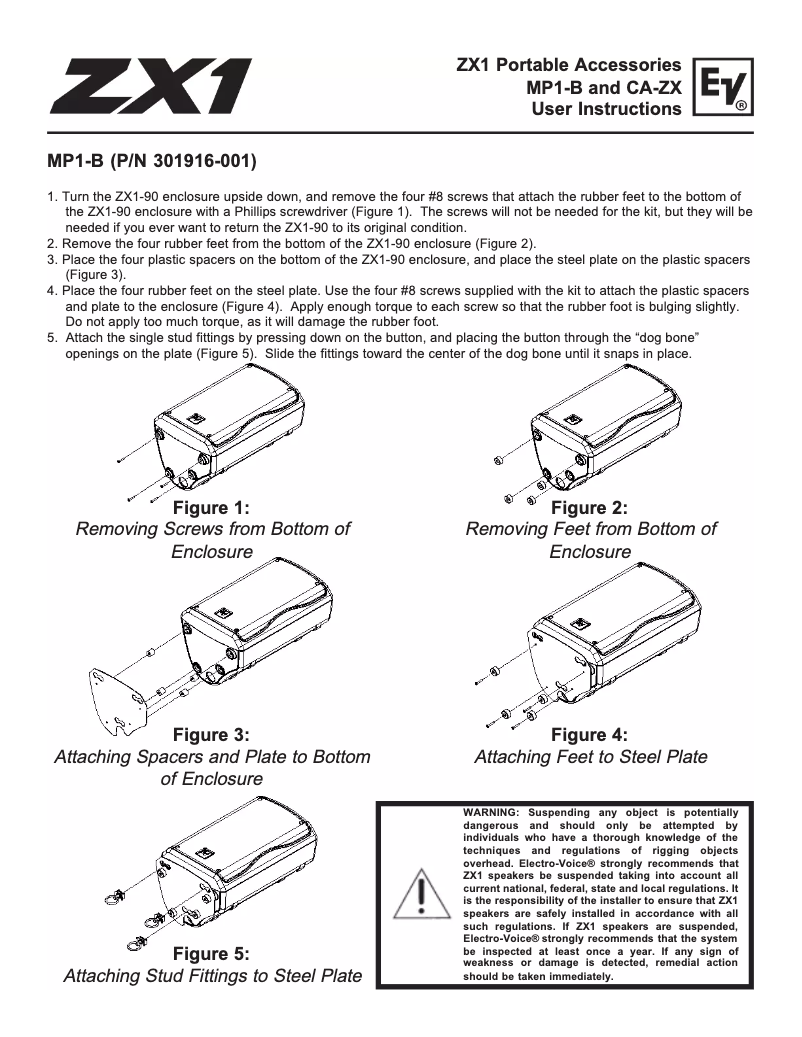Page 1 de la notice Manuel utilisateur Electro-Voice CA-ZX